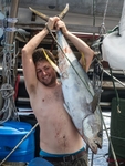 Crewmember Paul with Tuna (photo k3el